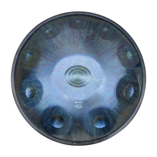 Handpan 10 note bleu craquele - Re mineur, frequence 432hz, frequence 440hz, hang drum